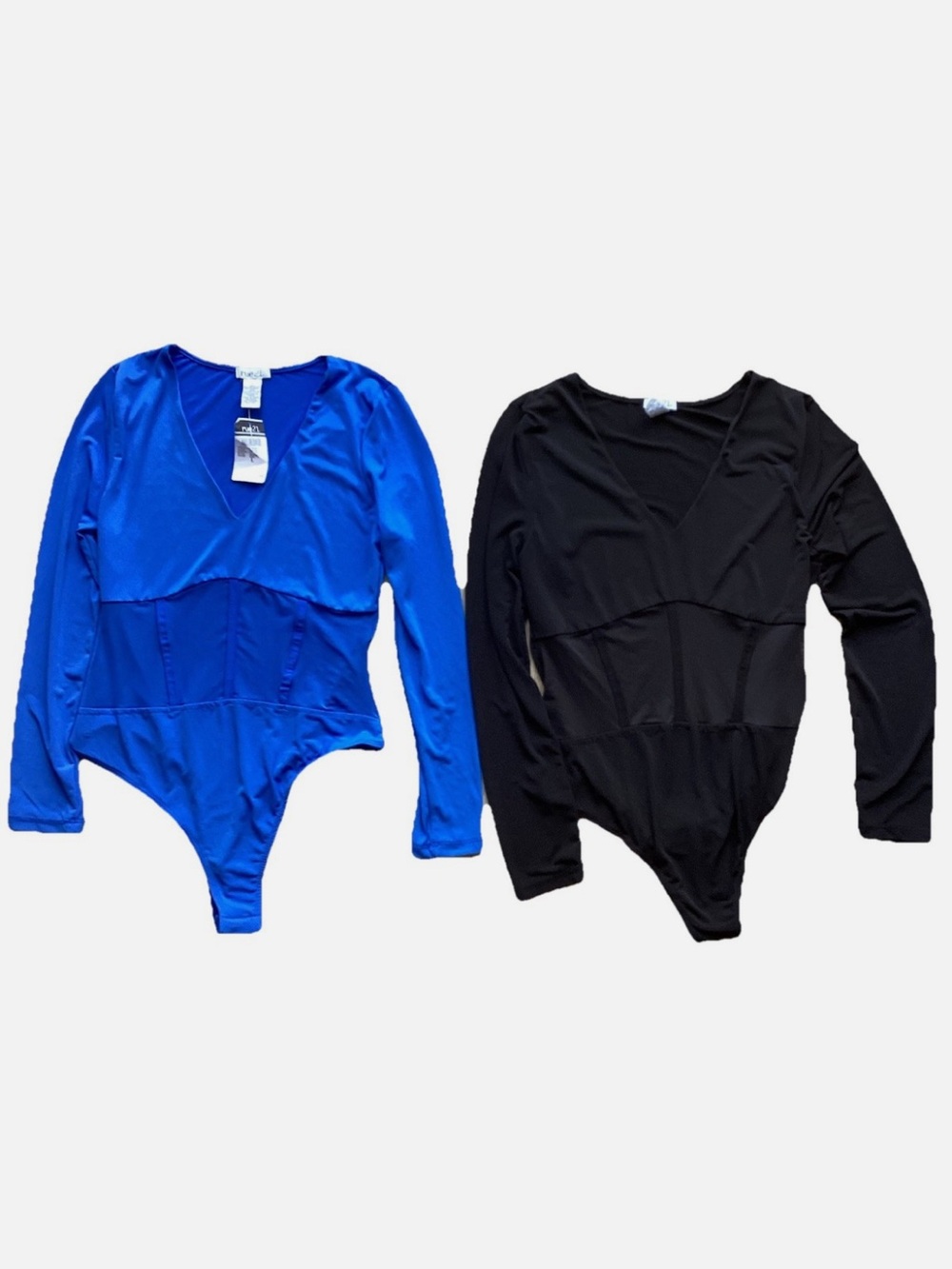 Rue21 Women's Long Sleeve Bodysuits in Royal Blue (NWT) and Black (Preowned)